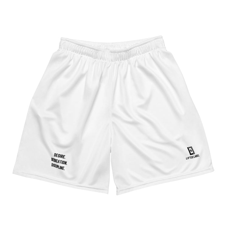 Lifted Label: Desire. Dedication. Discipline. - Inspire Series FlexFit Mesh Shorts