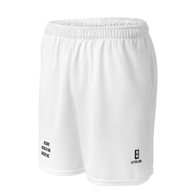 Lifted Label: Desire. Dedication. Discipline. - Inspire Series FlexFit Mesh Shorts