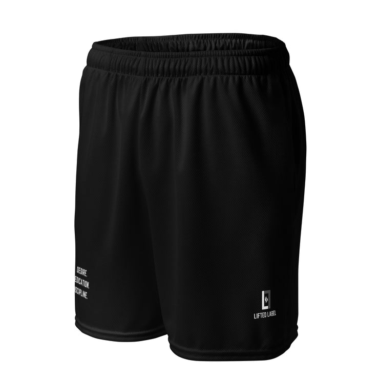 Lifted Label: Desire. Dedication. Discipline. - Inspire Series FlexFit Mesh Shorts